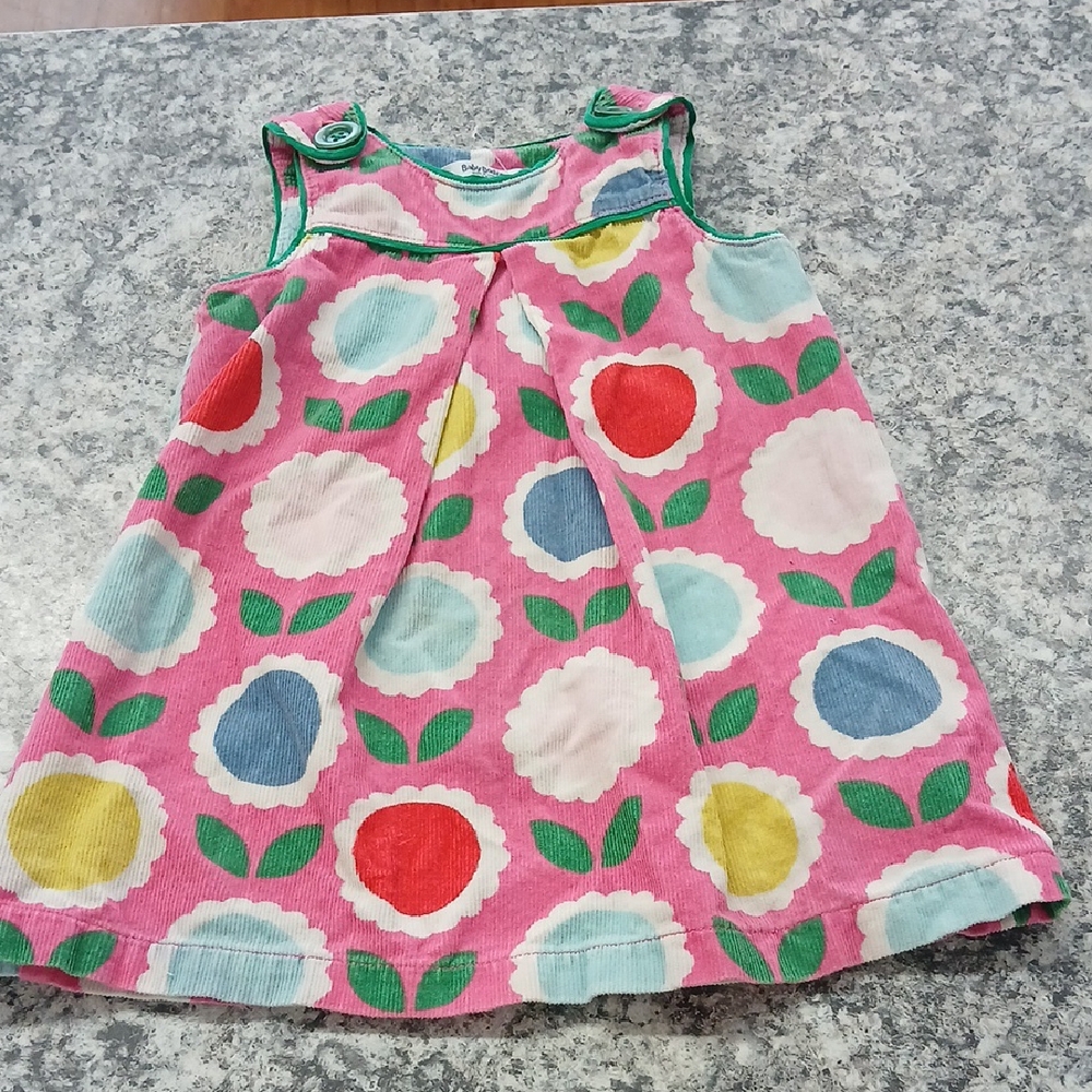 Pink Floral  Baby BODEN Corduroy Baby Dress with Colorful Blooms 12-18 Mo